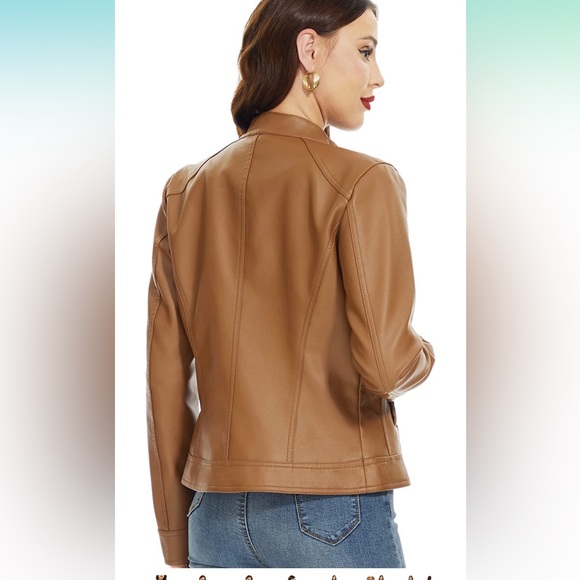 NWT faux leather jacket in camel - Picture 9 of 9
